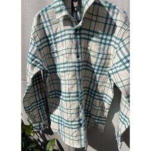 Vintage Surf Club Flannel Men’s Long Sleeve Green Cream PARI Shirt Sz XS NWT